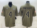 Men's Dallas Cowboys Dak Prescott #4 Olive 2022 Salute To Service Limited Jerseys