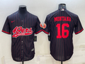 Men's San Francisco 49ers Joe Montana #16 Black Player Game Jerseys Joint Edition