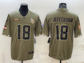 Men's Minnesota Vikings Justin Jefferson #18 Olive 2022 Salute To Service Limited Jerseys