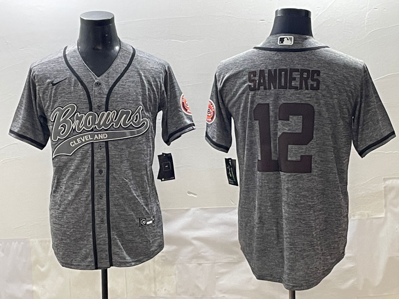 Men's Cleveland Browns Shedeur Sanders #12 Gray Game Player Jersey